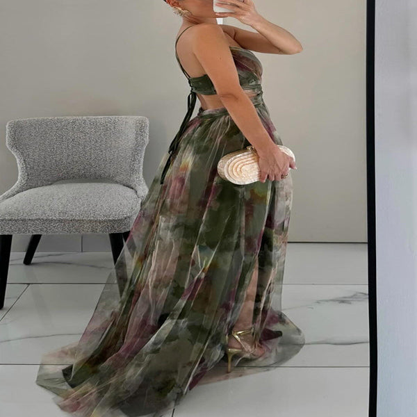 Floral Maxi Dress with Lightweight Fabric and Flowing Silhouette-Machine Washable