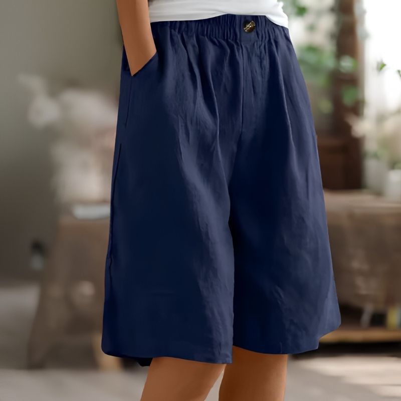Womens Mid-Thigh Shorts with Elastic Waistband and Breathable Fabric, Relaxed Fit