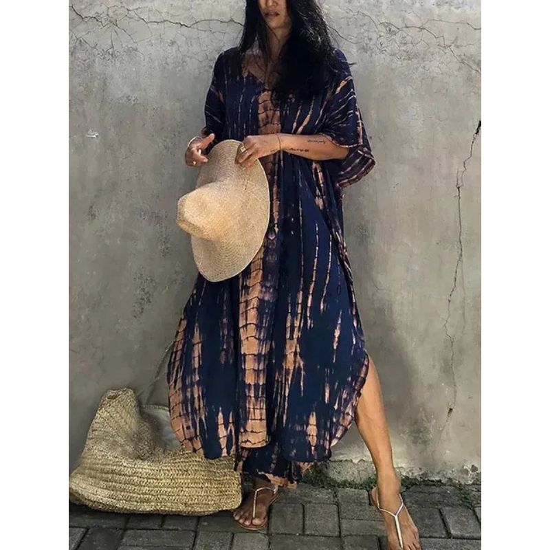 Tie Dye Maxi Dress with Relaxed Fit and Lightweight Breathable Fabric, Boho