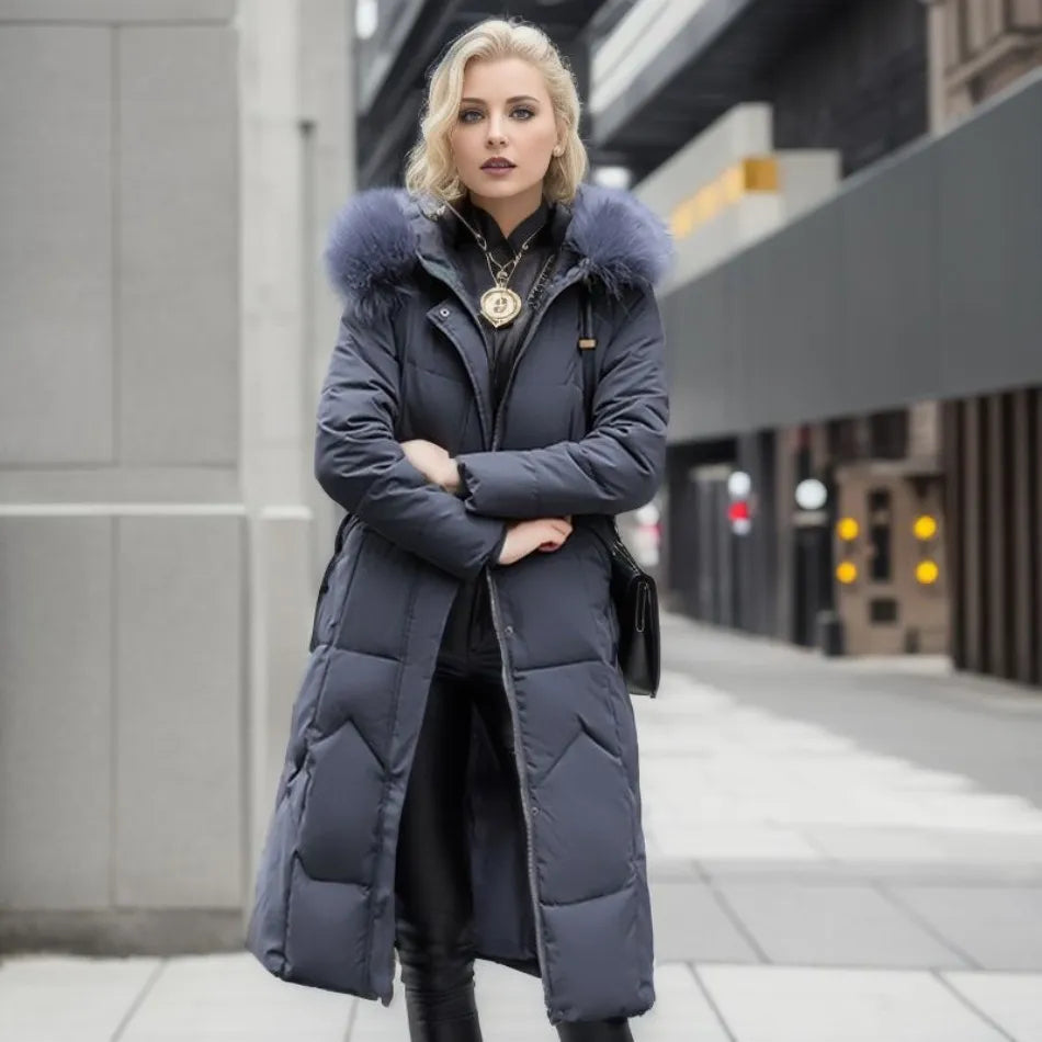 Womens Quilted Winter Coat with Trimmed Hood and Tailored Silhouette, Machine Washable
