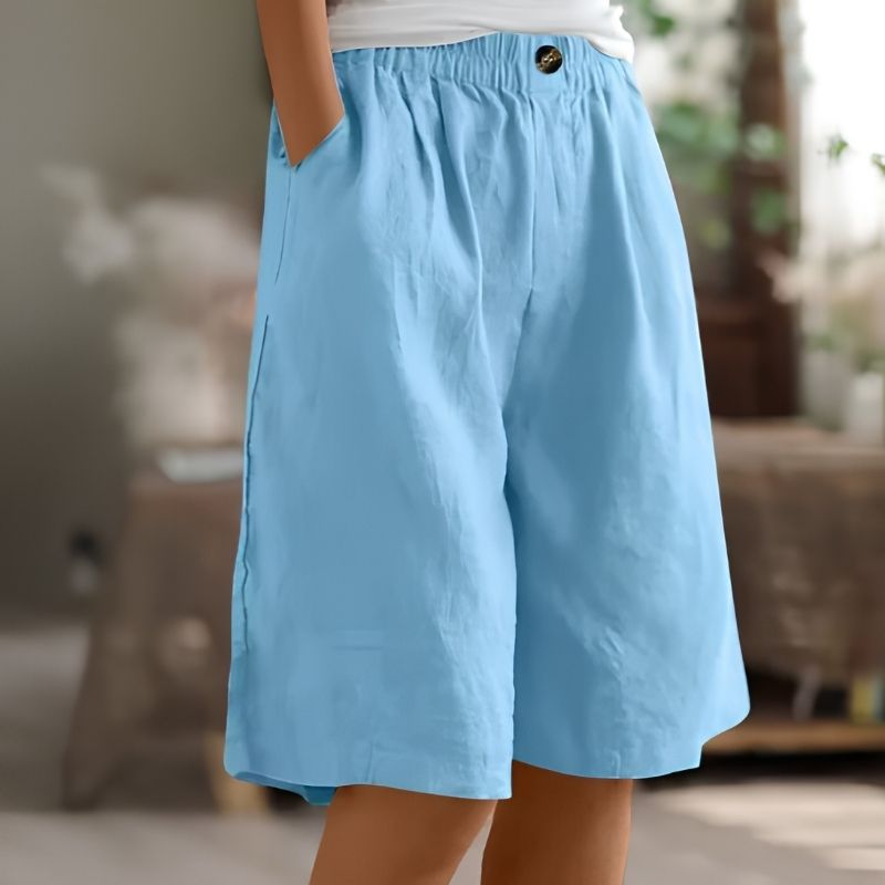Womens Mid-Thigh Shorts with Elastic Waistband and Breathable Fabric, Relaxed Fit