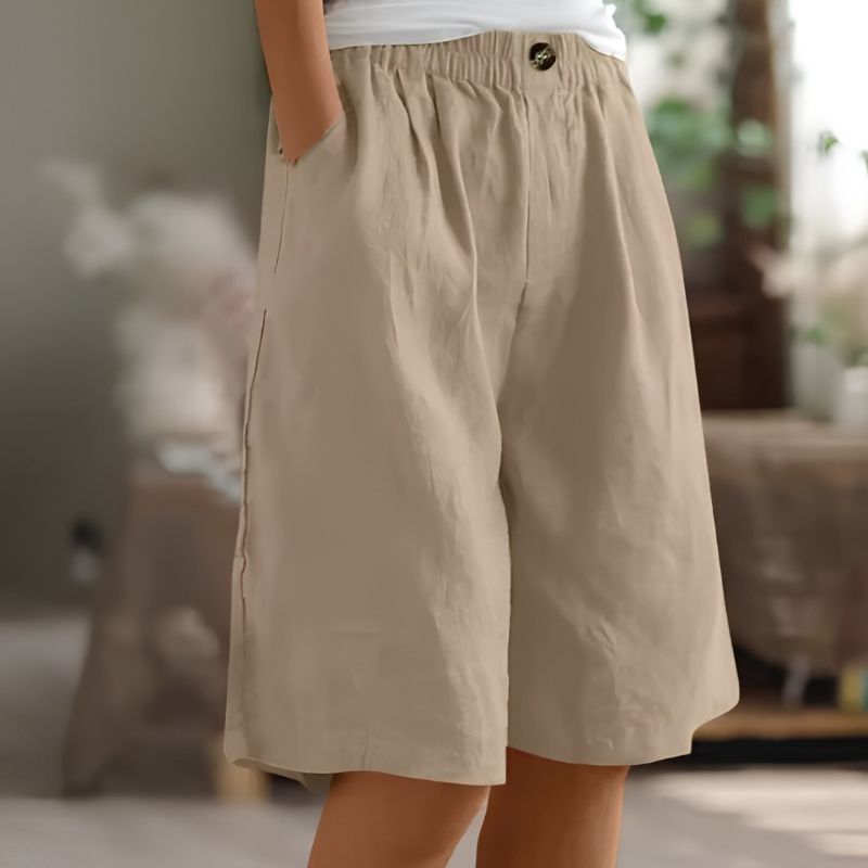 Womens Mid-Thigh Shorts with Elastic Waistband and Breathable Fabric, Relaxed Fit
