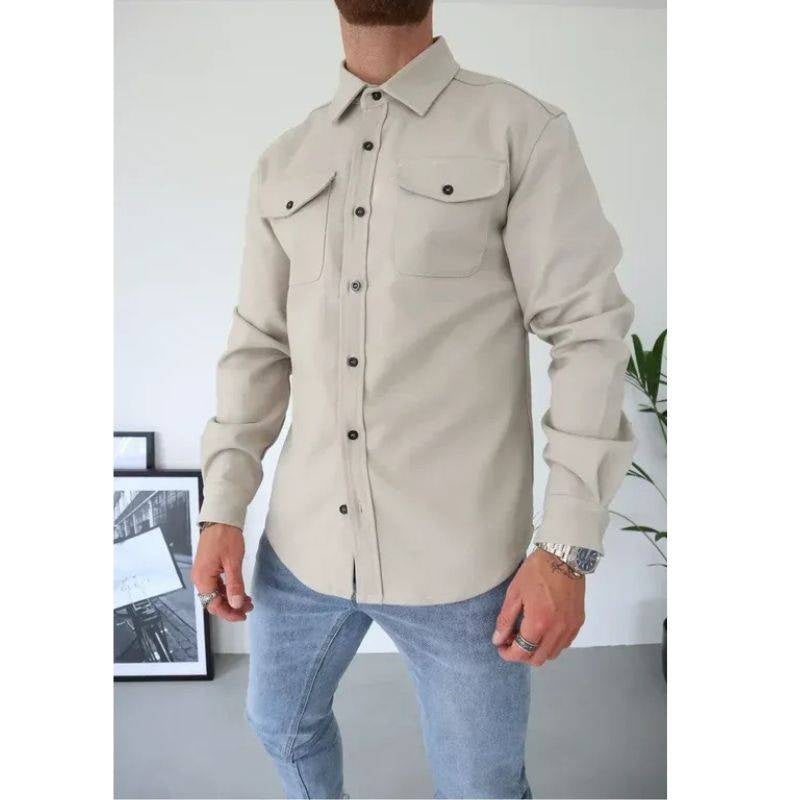 Casual Overshirt with Button Front and Chest Pockets, Modern Relaxed Fit