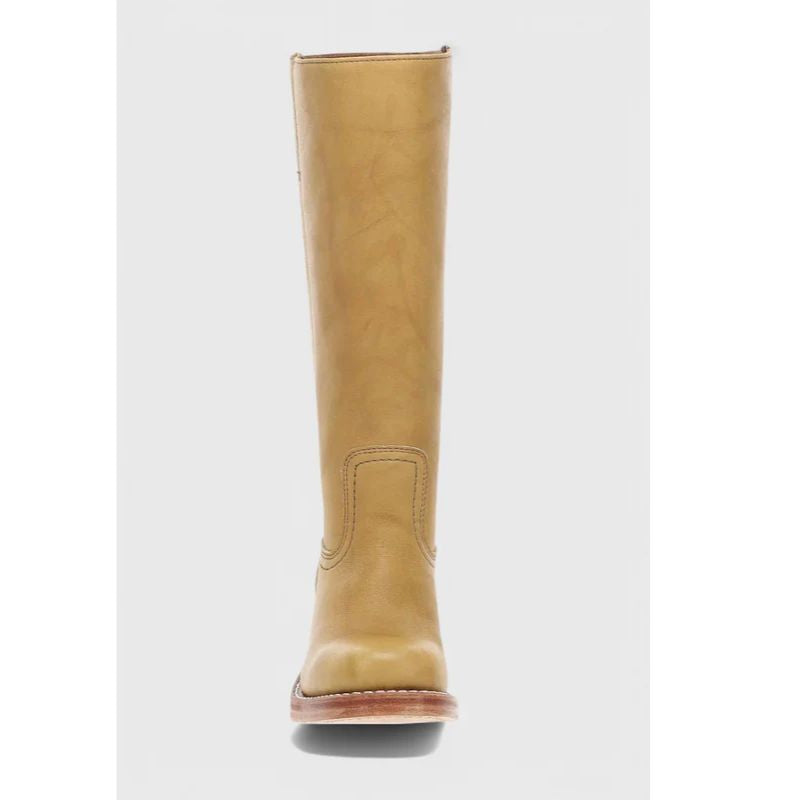 Womens Knee-High Leather Boots with Cushioned Insole and Stacked Heel, Pull-On Fit