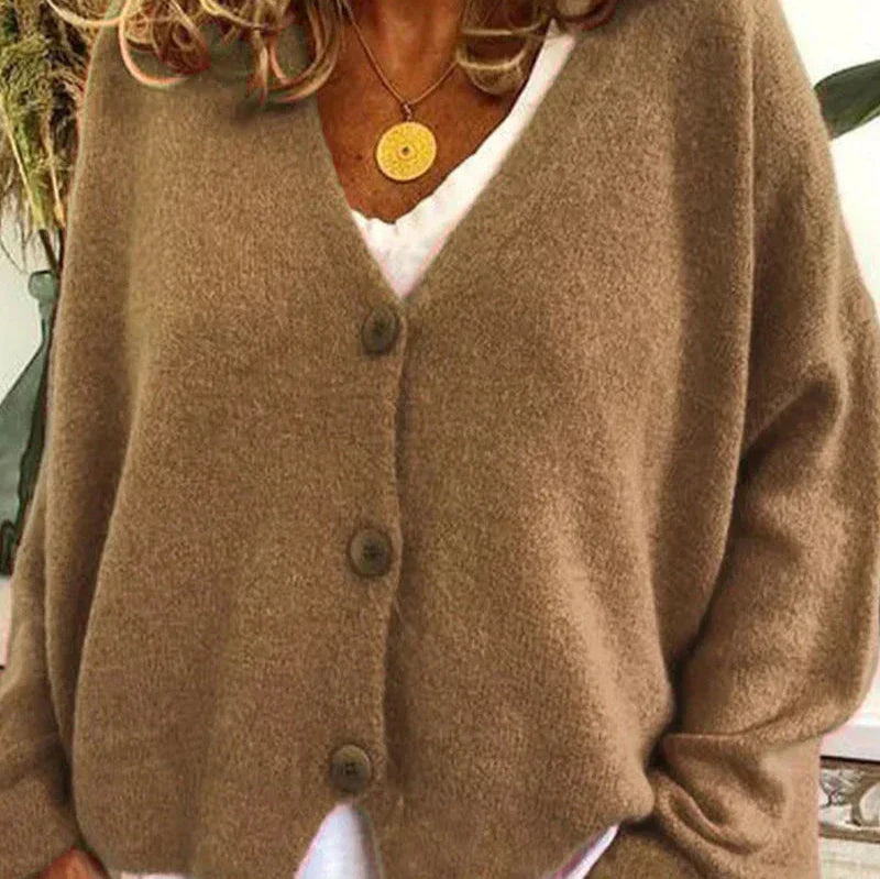 Womens V-Neck Cardigan with Button Front and Soft Knit Blend, Machine Washable