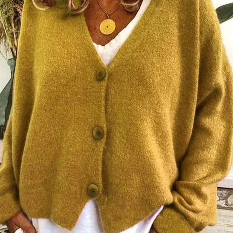 Womens V-Neck Cardigan with Button Front and Soft Knit Blend, Machine Washable