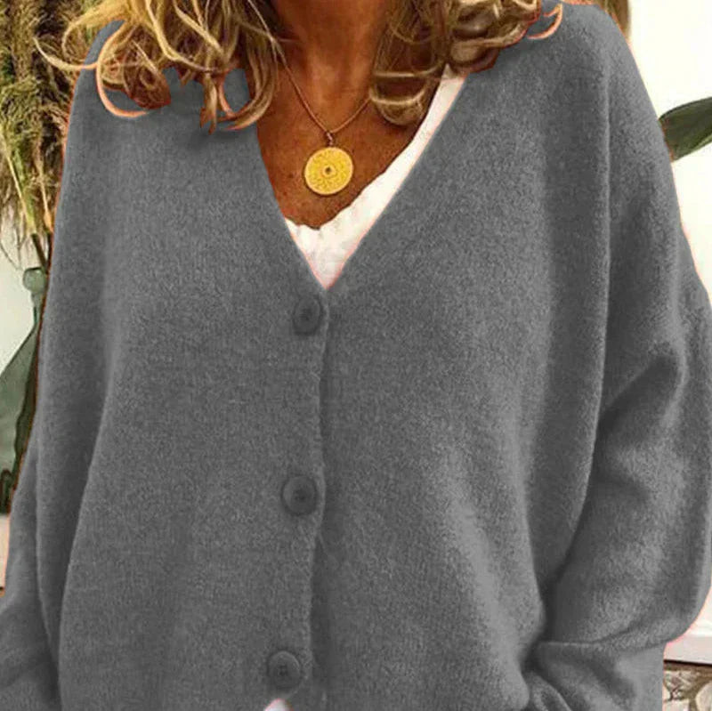 Womens V-Neck Cardigan with Button Front and Soft Knit Blend, Machine Washable