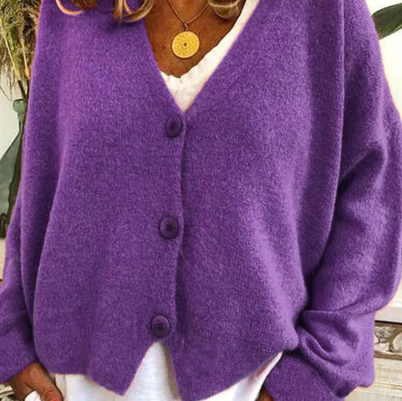 Womens V-Neck Cardigan with Button Front and Soft Knit Blend, Machine Washable