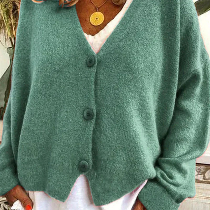 Womens V-Neck Cardigan with Button Front and Soft Knit Blend, Machine Washable