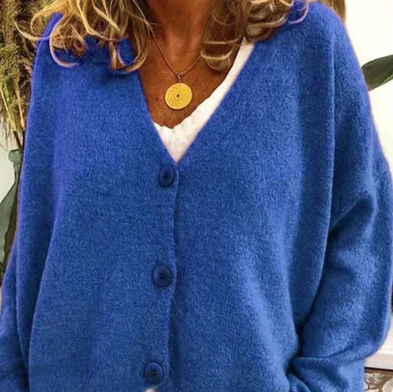 Womens V-Neck Cardigan with Button Front and Soft Knit Blend, Machine Washable
