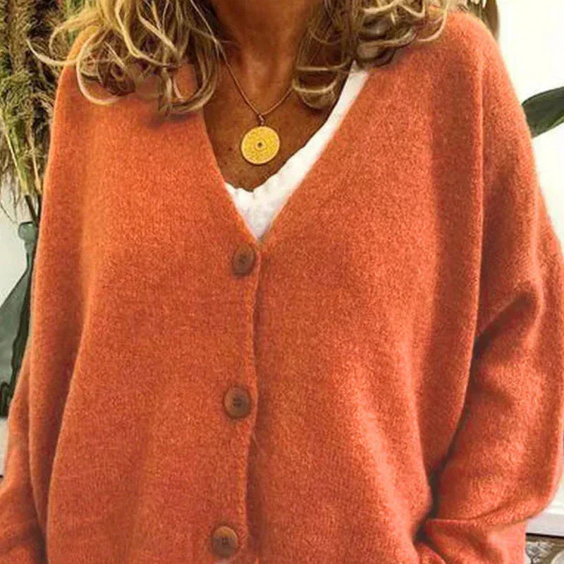 Womens V-Neck Cardigan with Button Front and Soft Knit Blend, Machine Washable