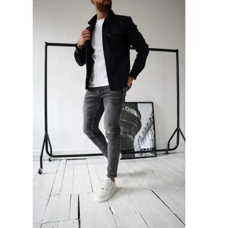 Casual Overshirt with Button Front and Chest Pockets, Modern Relaxed Fit