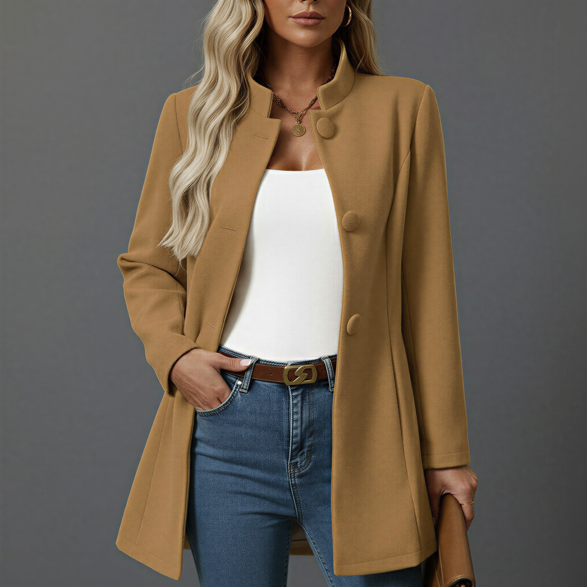 Hallie | Women's Button-Down A-Line Coat - Image 1