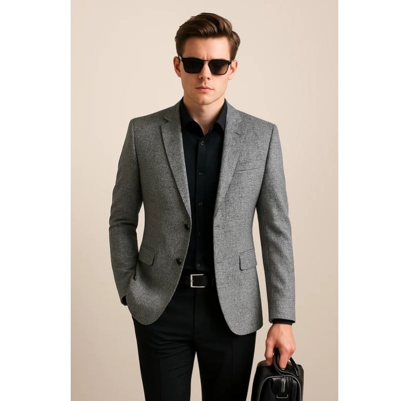 Mens Slim Fit Blazer with No-Iron Finish and Travel-Friendly Design, Smart Casual