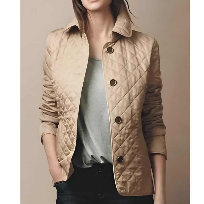 Womens Quilted Jacket with Diamond Stitching and Slim Fit, Lightweight Insulation
