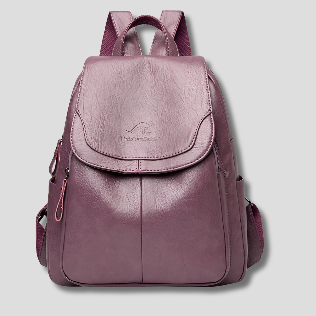 Anti-Theft Backpack for Women with Embossed Leather and Padded Interior, Dust Bag Included