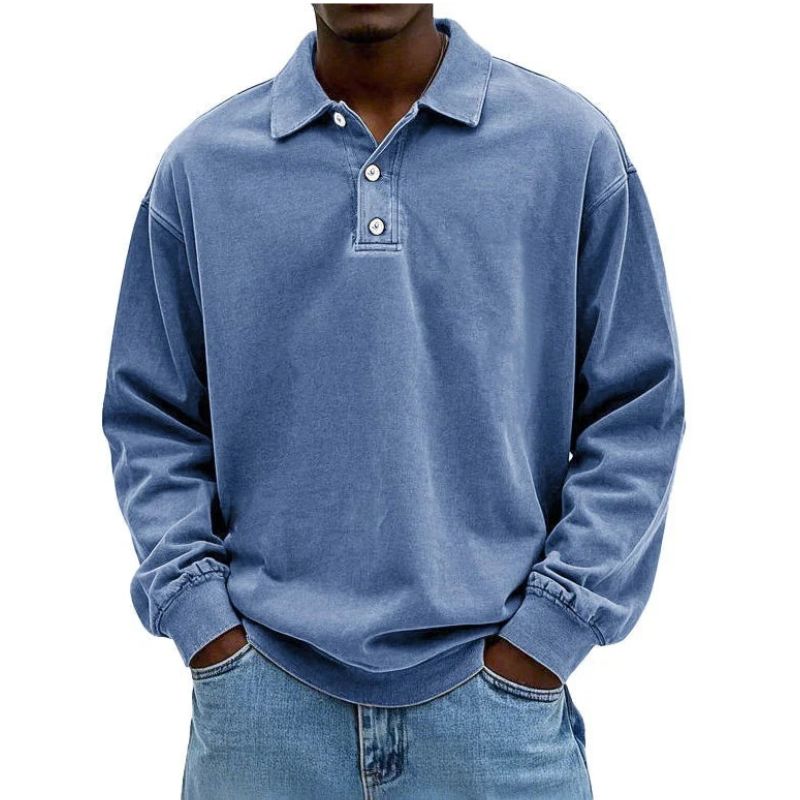 Mens Long-Sleeved Polo Shirt, Breathable Fabric