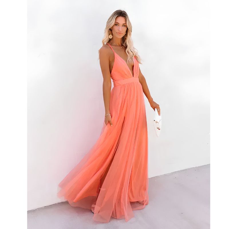 Womens Maxi Dress with Flowing Silhouette and Lightweight Fabric
