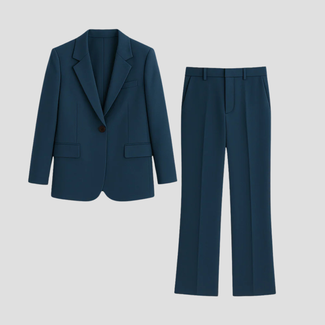 Womens Suit Set with Long Blazer and Matching Trousers