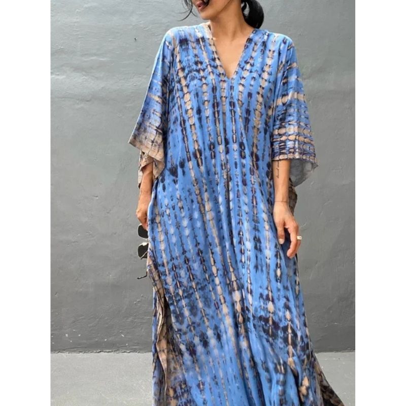 Tie Dye Maxi Dress with Relaxed Fit and Lightweight Breathable Fabric, Boho