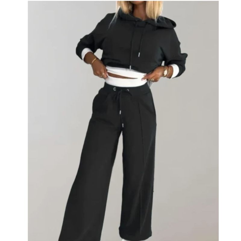 Womens Hoodie and Jogger Set with Drawstring Waist, Kangaroo Pocket