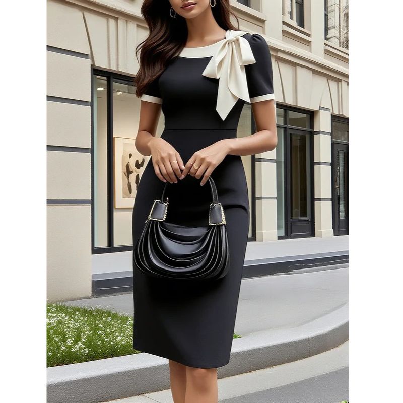 Short Sleeve Formal Dress Bodice and Natural Drape for Women