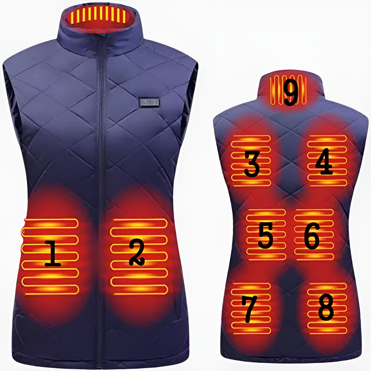 Womens Heated Vest with Dual Control and Four-Way Stretch, 9 Heating Zones