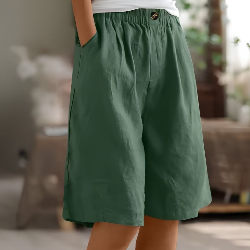 Womens Mid-Thigh Shorts with Elastic Waistband and Breathable Fabric, Relaxed Fit