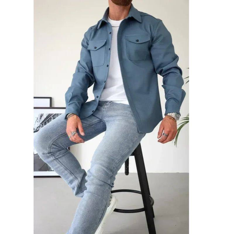 Casual Overshirt with Button Front and Chest Pockets, Modern Relaxed Fit