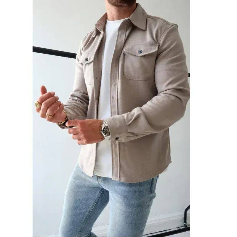 Casual Overshirt with Button Front and Chest Pockets, Modern Relaxed Fit