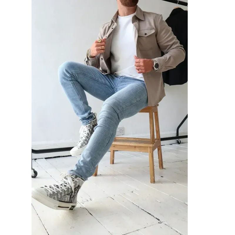 Casual Overshirt with Button Front and Chest Pockets, Modern Relaxed Fit