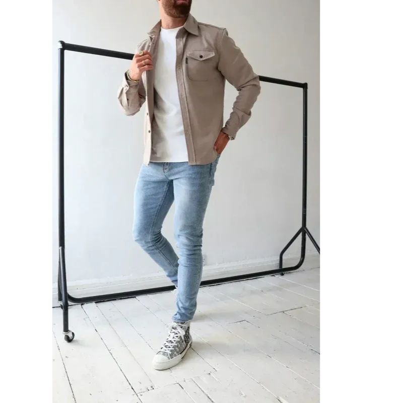 Casual Overshirt with Button Front and Chest Pockets, Modern Relaxed Fit