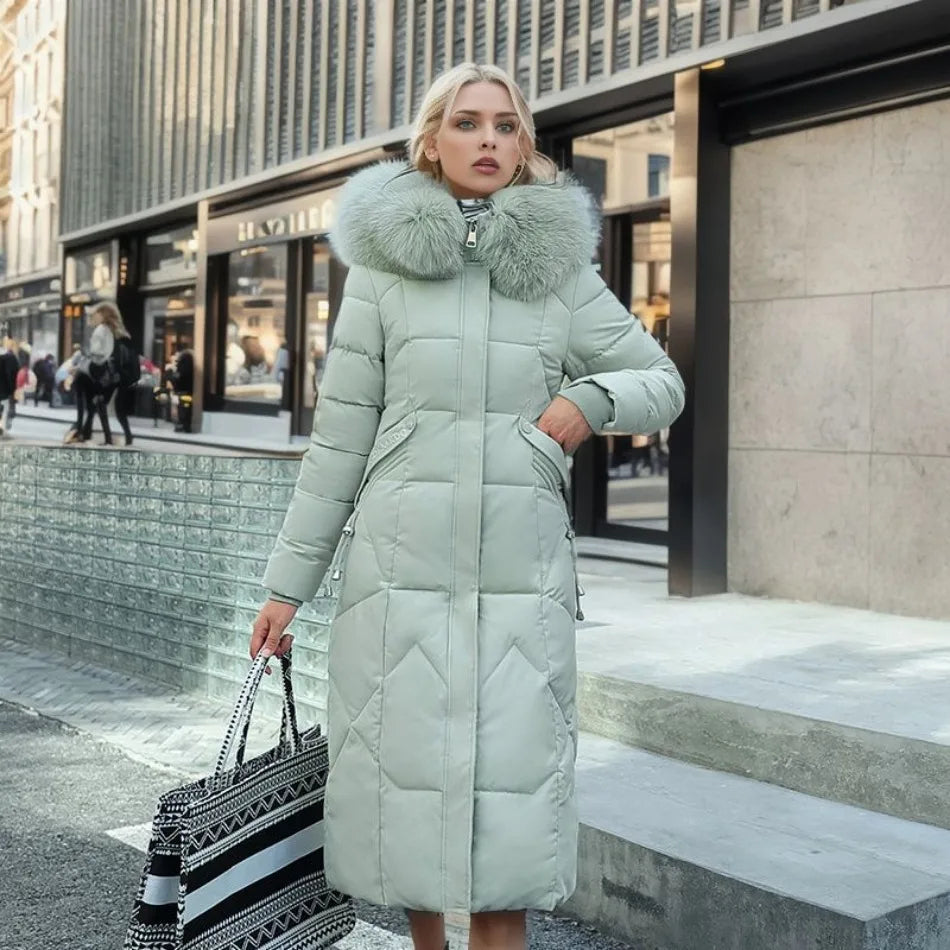 Womens Quilted Winter Coat with Trimmed Hood and Tailored Silhouette, Machine Washable