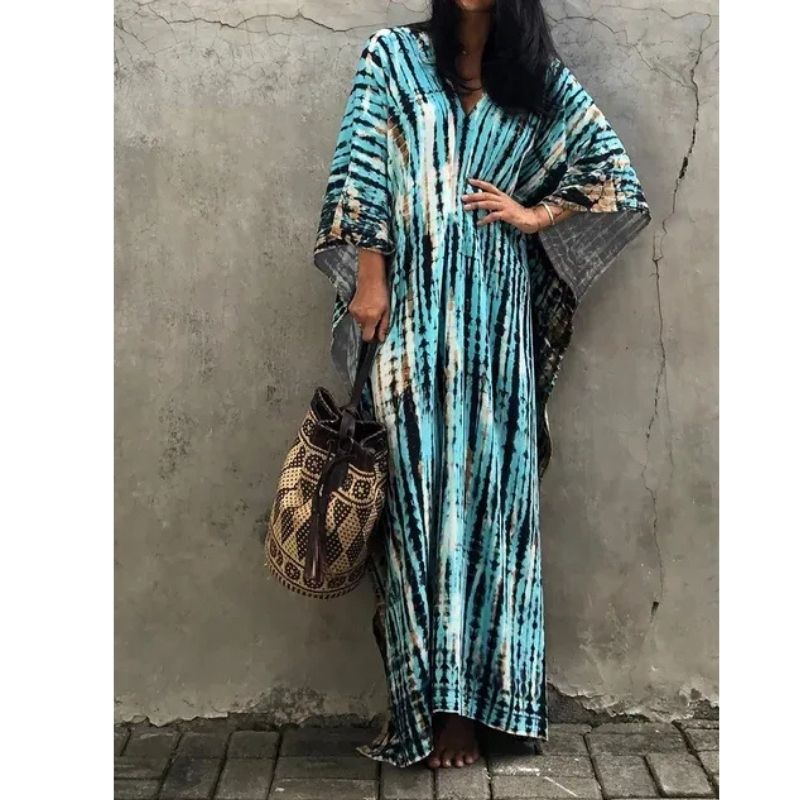 Tie Dye Maxi Dress with Relaxed Fit and Lightweight Breathable Fabric, Boho