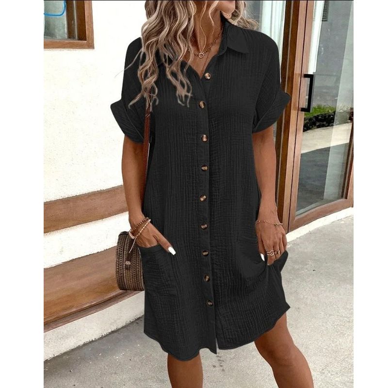 Breathable Lightweight Dress with Relaxed Drape and Wrinkle-Resistant Fabric