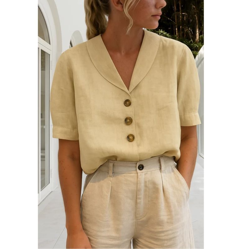Wrap Neckline Blouse with Lightweight Breathable Fabric and Versatile Styling