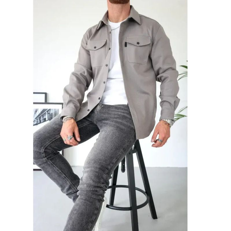 Casual Overshirt with Button Front and Chest Pockets, Modern Relaxed Fit