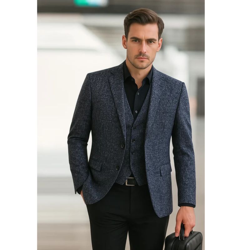 Mens Slim Fit Blazer with No-Iron Finish and Travel-Friendly Design, Smart Casual