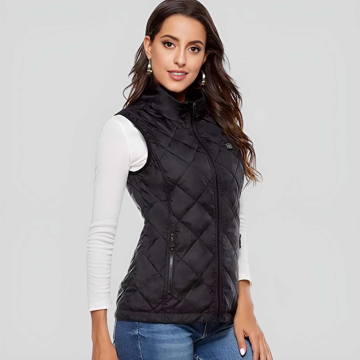 Womens Heated Vest with Dual Control and Four-Way Stretch, 9 Heating Zones