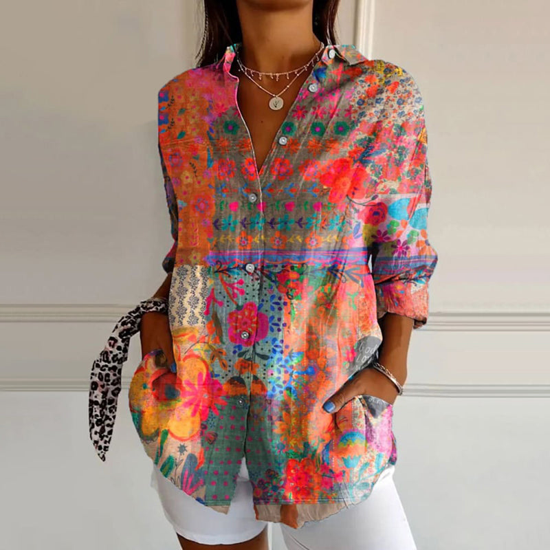 Womens Lightweight Floral Print Blouse with Breathable Fabric and Versatile Style