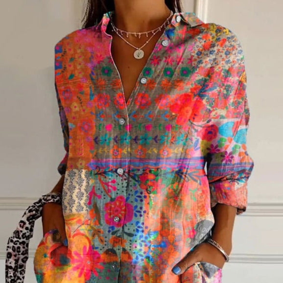 Womens Lightweight Floral Print Blouse with Breathable Fabric and Versatile Style