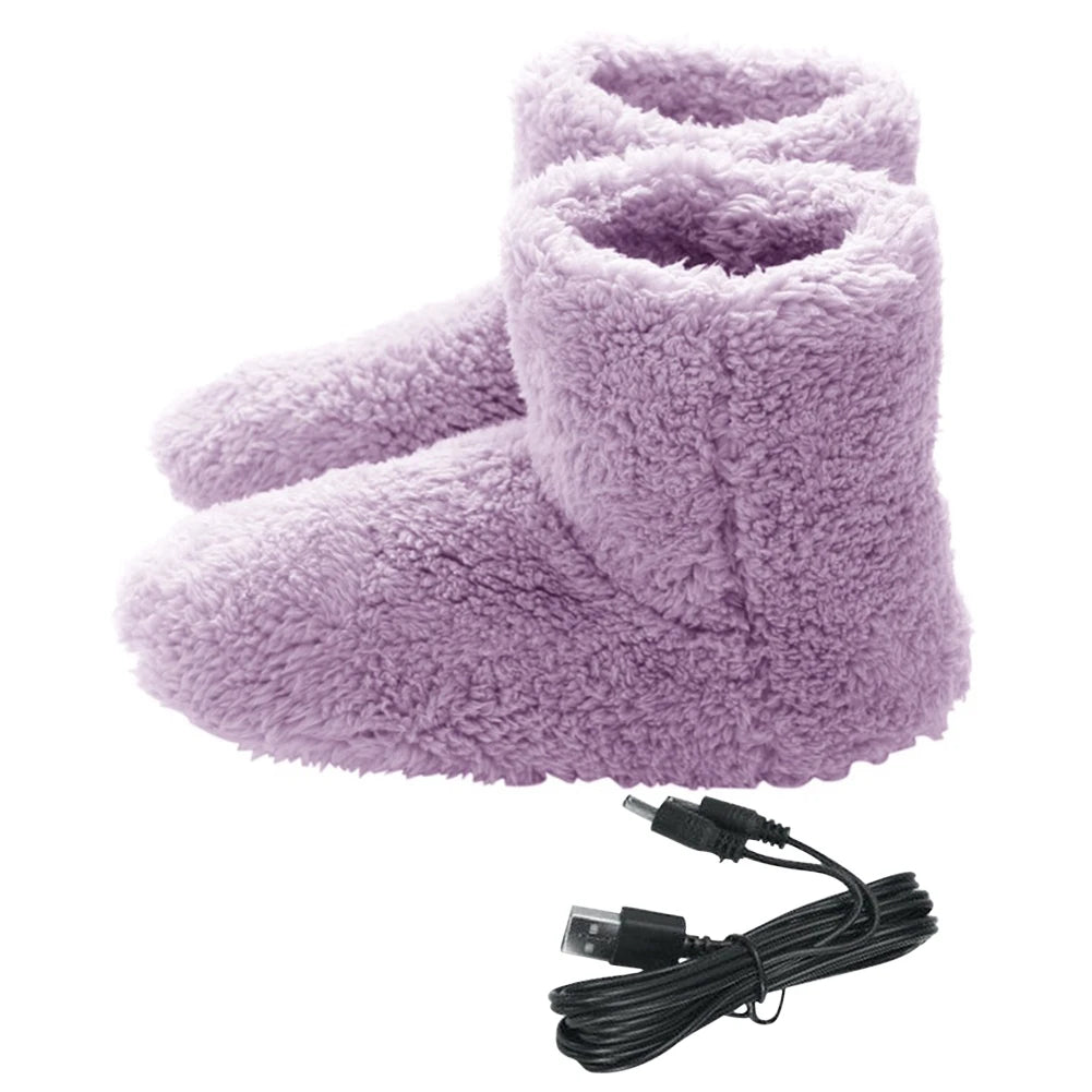 Heated Slippers with USB Power and Even Heat Distribution, Washable Plush