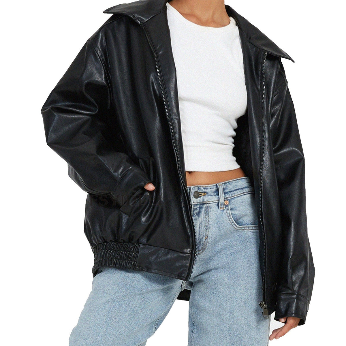 Relaxed Oversized Womens Jacket with Full Zip and Structured Collar, Casual Layering