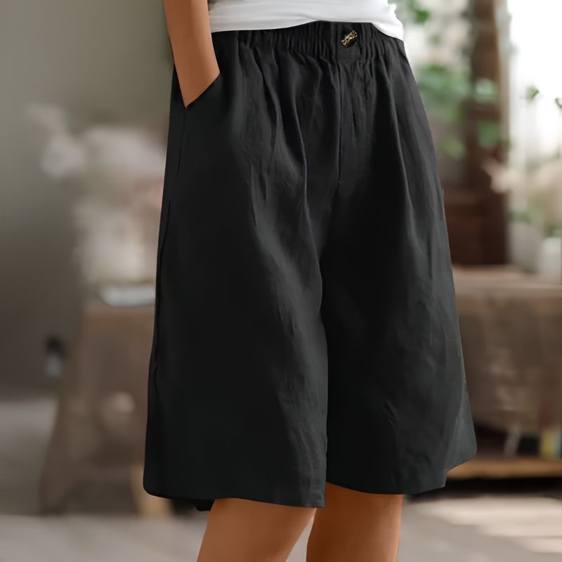 Womens Mid-Thigh Shorts with Elastic Waistband and Breathable Fabric, Relaxed Fit