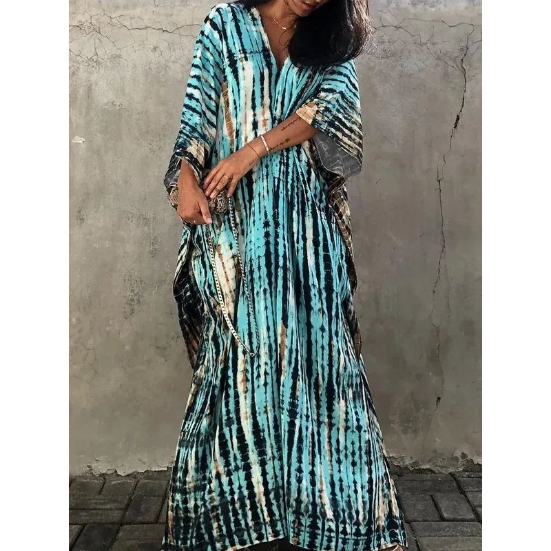 Tie Dye Maxi Dress with Relaxed Fit and Lightweight Breathable Fabric, Boho