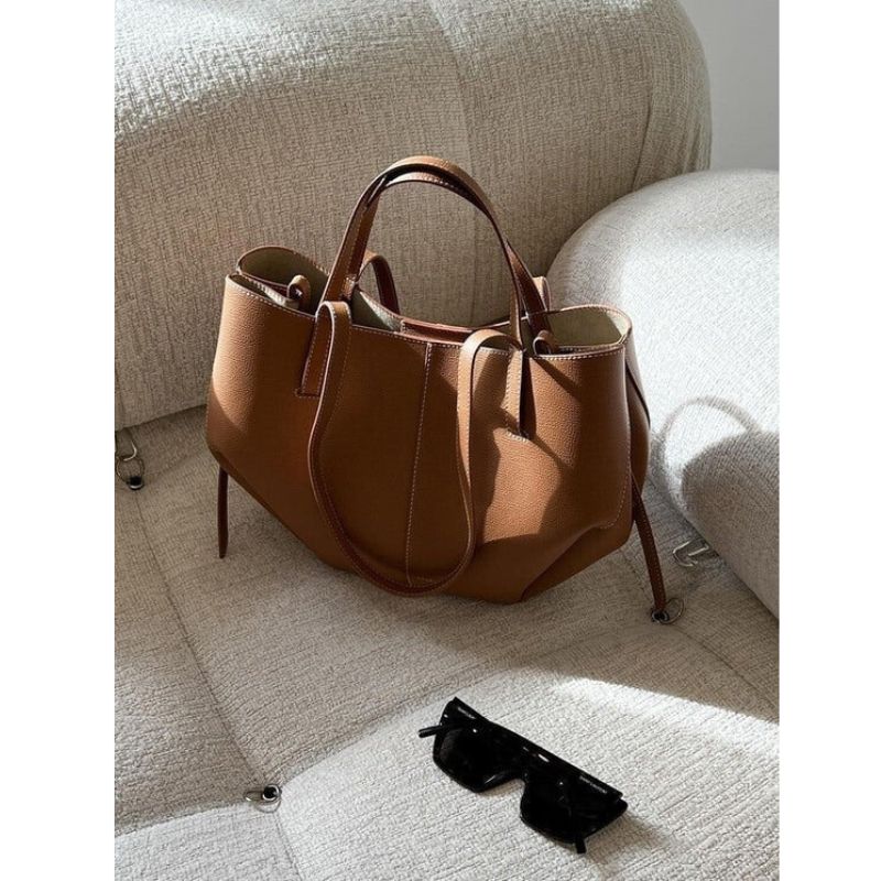 Structured Large Tote Bag with Shoulder Handles for Laptops and Work Essentials
