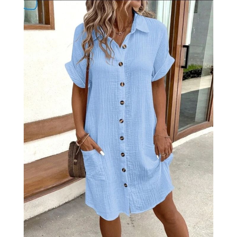 Breathable Lightweight Dress with Relaxed Drape and Wrinkle-Resistant Fabric