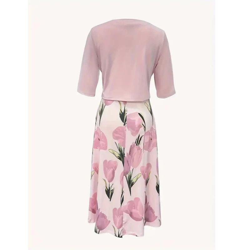Womens Floral Maxi Dress with Cropped Jacket and Lightweight Breathable Fabric