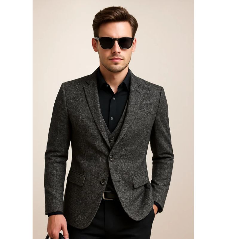 Mens Slim Fit Blazer with No-Iron Finish and Travel-Friendly Design, Smart Casual