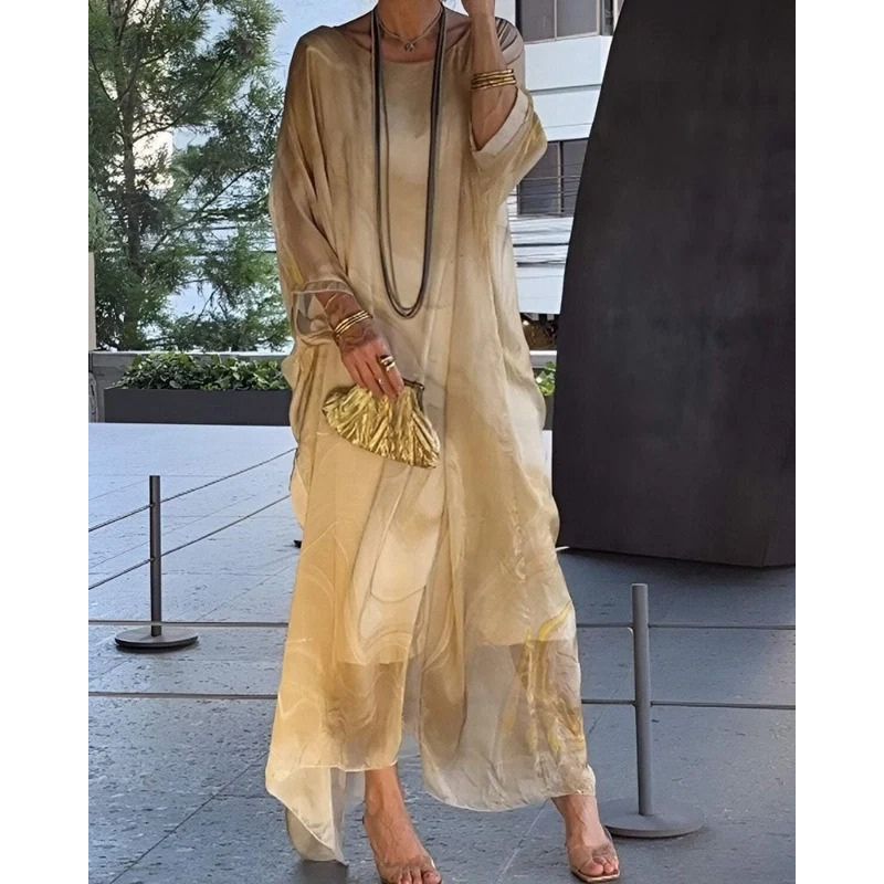 Flowing Dress with Flattering Drape and Tummy Coverage, Lightweight Fabric